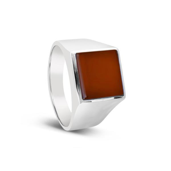 STERLING SILVER 13MM CARNELIAN RING.