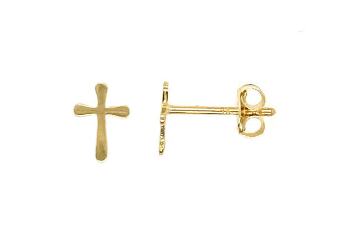 9CT YELLOW GOLD CROSS STUD EARRINGS