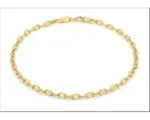 9CT YELLOW GOLD IMPORTED 19CM MARINER LINK BRACELET.