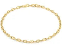 9CT YELLOW GOLD IMPORTED 19CM MARINER LINK BRACELET.