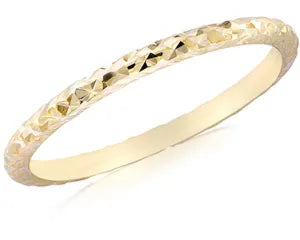 9CT YELLOW GOLD SOLID DIAMOND CUT 1.6MM STACKER RING.
