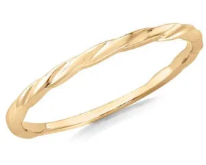9CT YELLOW GOLD SOLID 1.4MM TWIST STACKER RING.