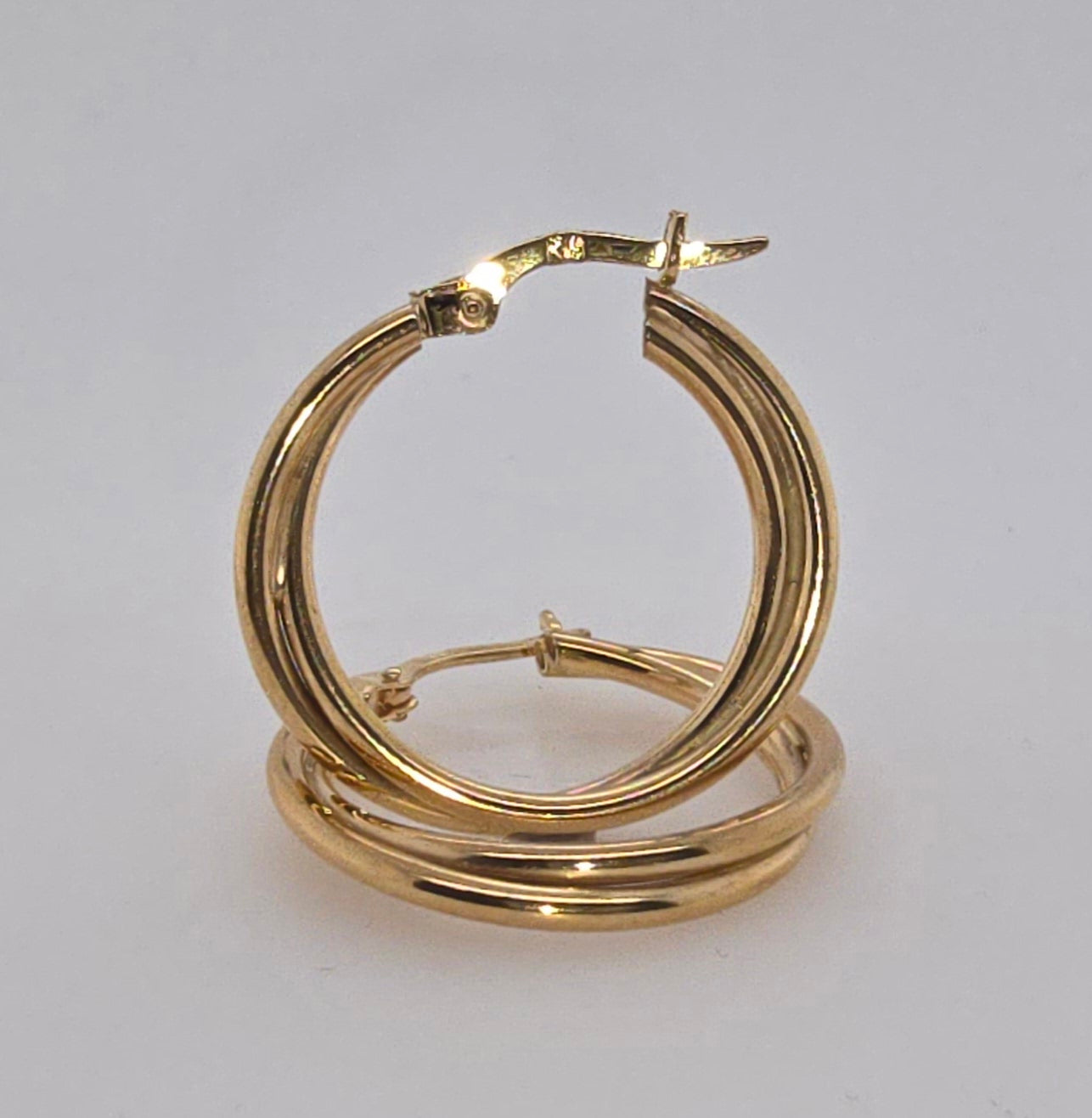 9CT YELLOW GOLD DOUBLE HOOP EARRINGS