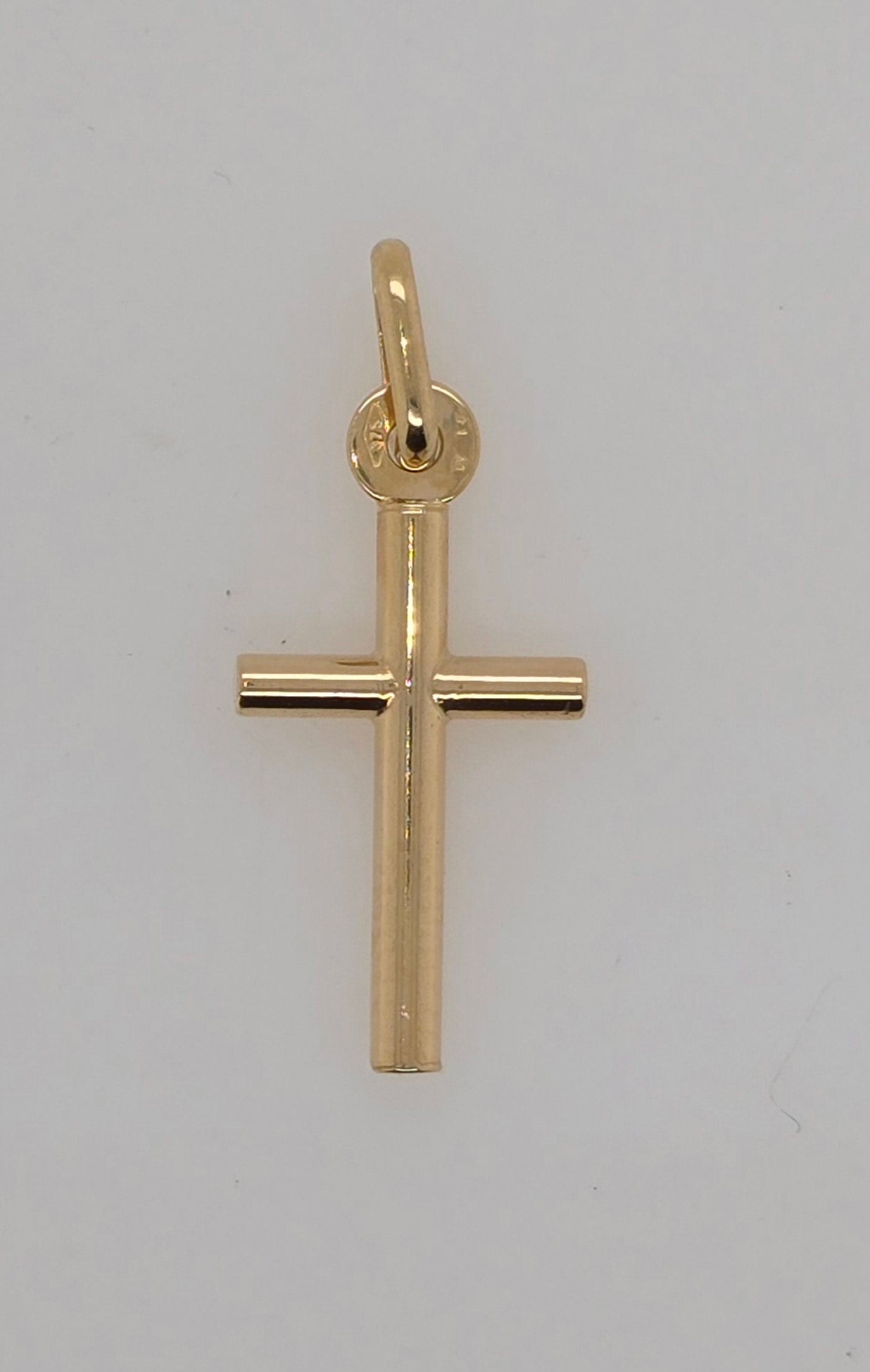 9CT YELLOW GOLD IMPORTED TUBULAR CROSS