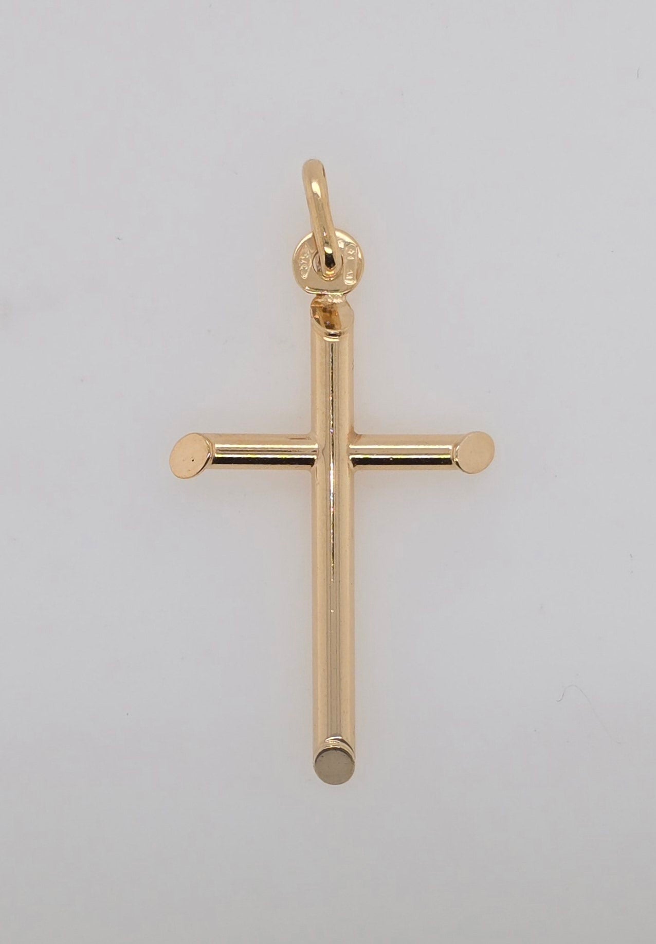 9CT YELLOW GOLD ITALIAN IMPORTED 26MM X 17.5MM TUBULAR CROSS