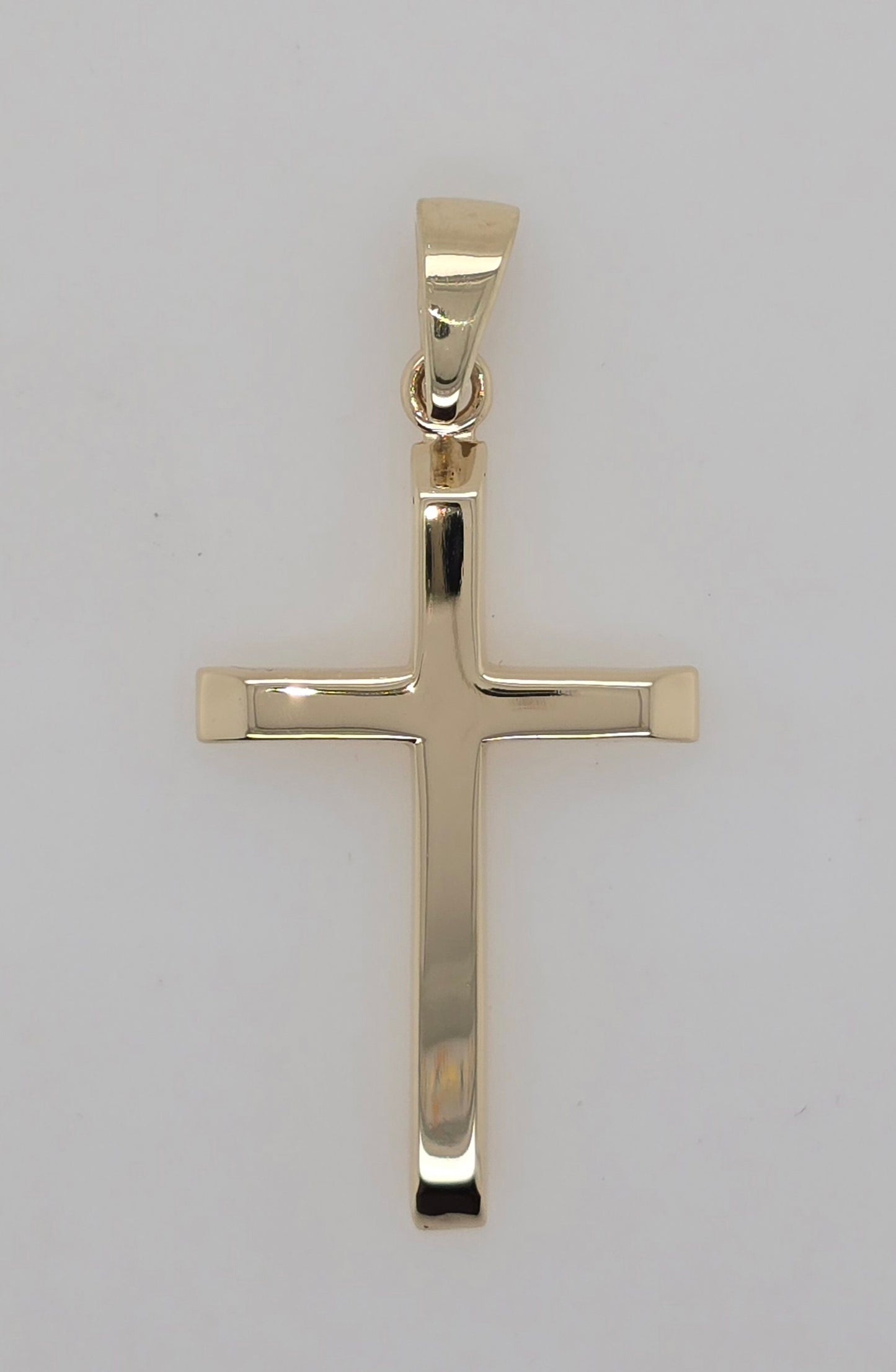9CT YELLOW GOLD SOLID LARGE PLAIN CROSS.