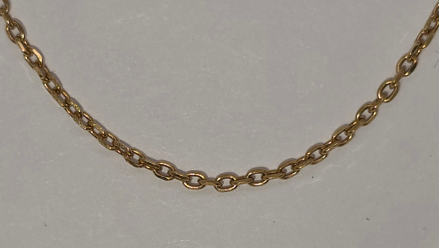 18CT YELLOW GOLD ITALIAN 45CM X .7MM WIDE OVAL LINK TRACE CHAIN.