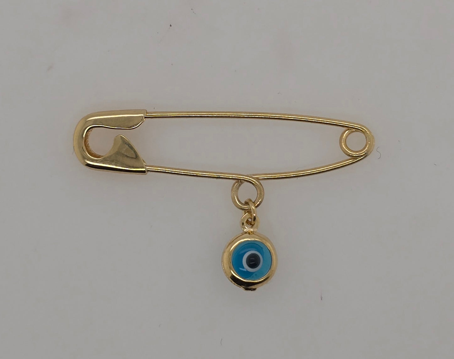 9CT YELLOW GOLD IMPORTED PIN WITH EVIL EYE.