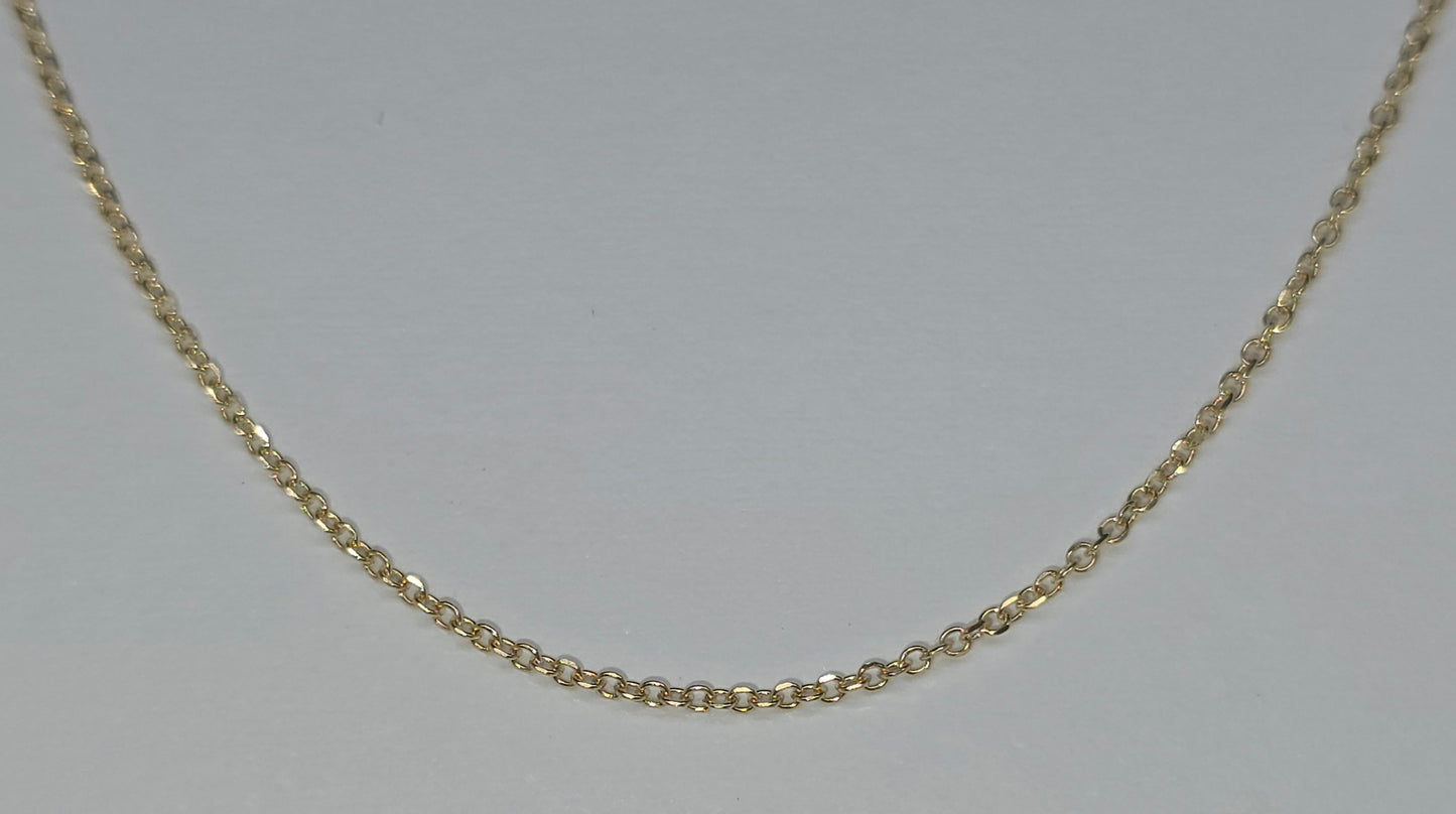 9CT YELLOW GOLD IMPORTED 45CM X .8MM TRACE CHAIN.