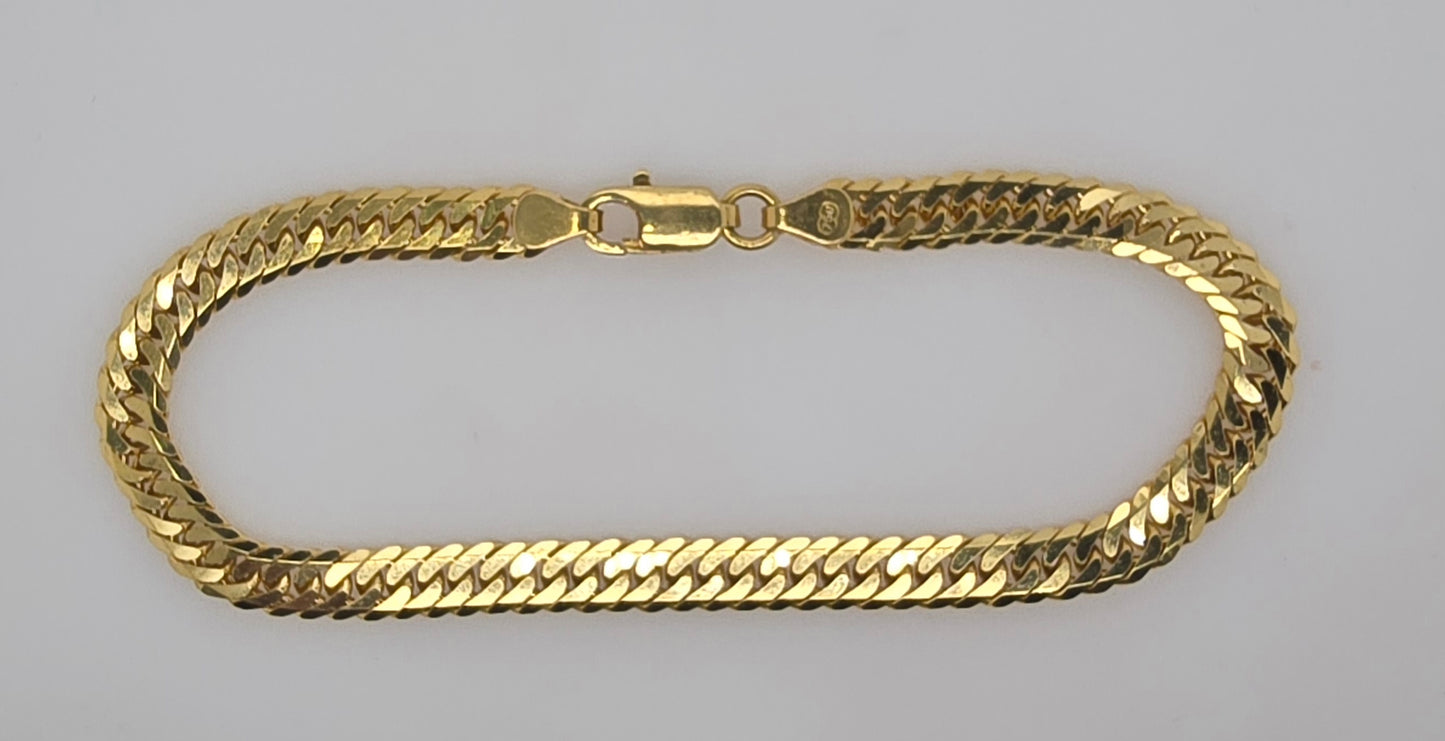 18CT YELLOW GOLD ITALIAN IMPORTED 21CM CURB BRACELET