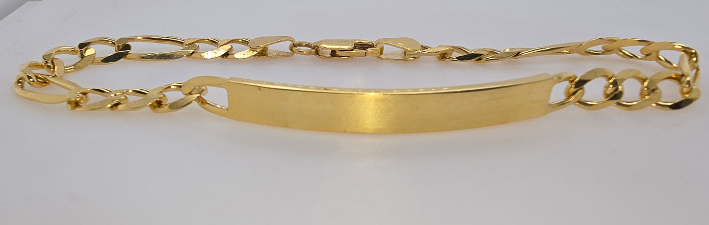 18CT YELLOW GOLD ITALIAN IMPORTED 21CM ID CURB BRACELET