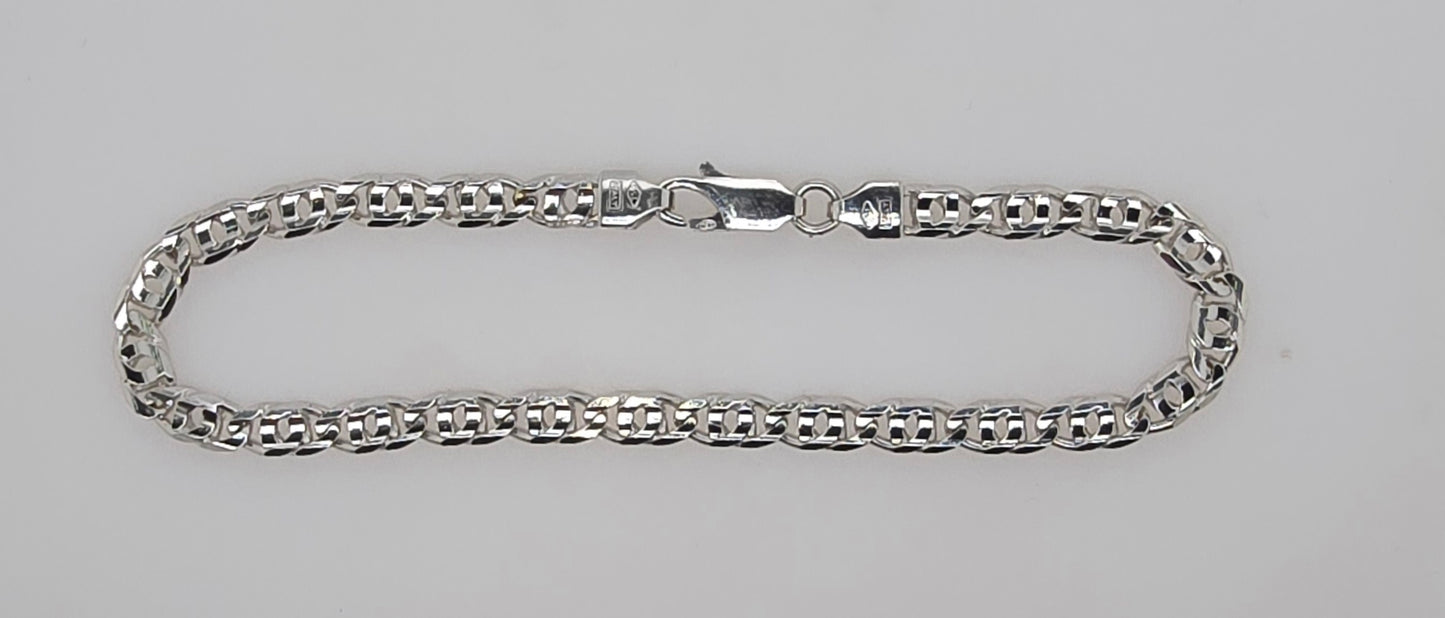 18CT WHITE GOLD ITALIAN IMPORTED 19CM 9.4G BIRDSEYE BRACELET