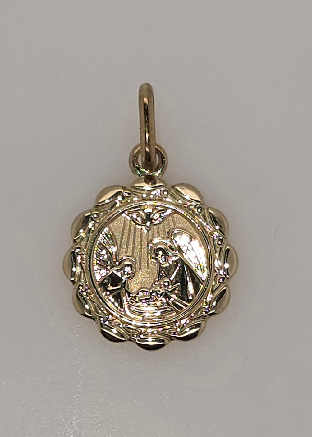 9CT YELLOW GOLD ITALIAN 13MM BAPTISM CHARM