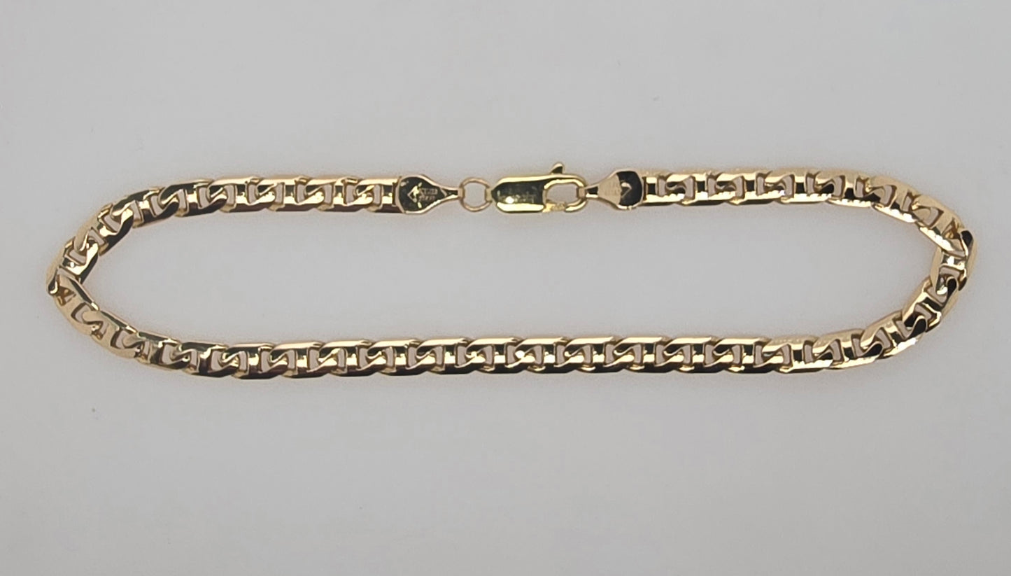 9CT YELLOW GOLD SOLID ITALIAN 21CM X 4MM ANCHOR LINK BRACELET 7GRAMS.