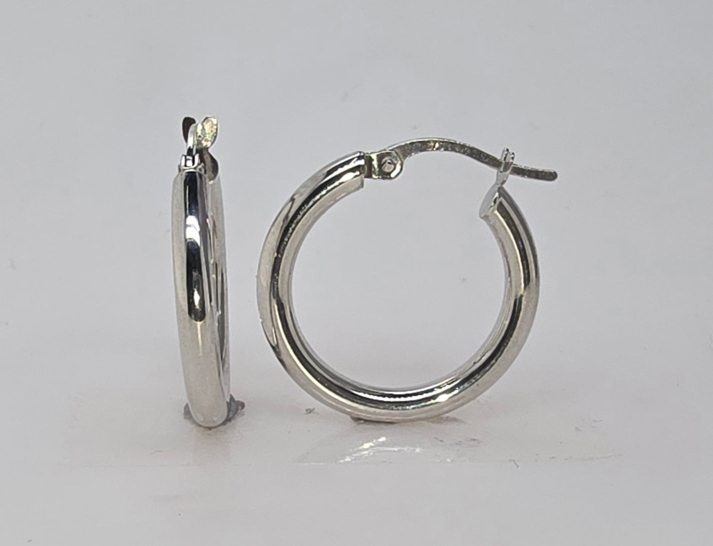 9CT WHITE GOLD IMPORTED HOOP EARRINGS
