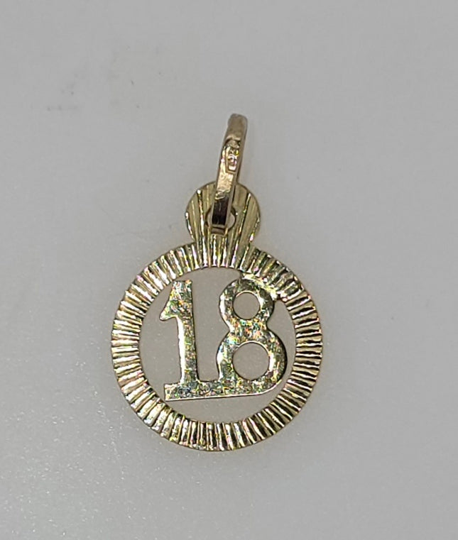 9CT YELLOW GOLD 10.6MM CIRCLE 18 CHARM.