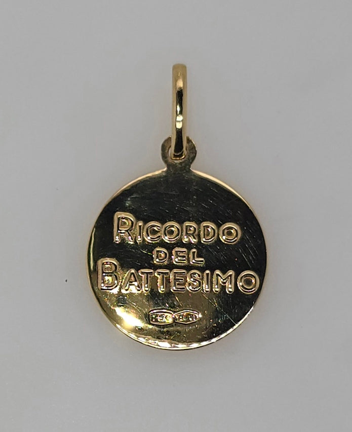 18CT YELLOW GOLD ITALIAN IMPORTED 16MM BAPTISM CHARM 1.8GRAM