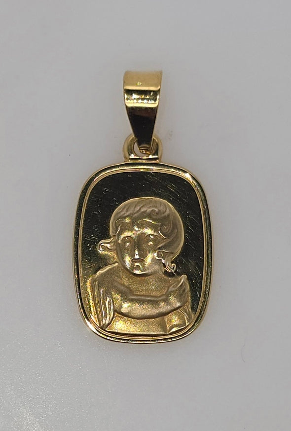 18CT YELLOW GOLD IMPORTED 20MM X 15MM ANGEL PENDANT.