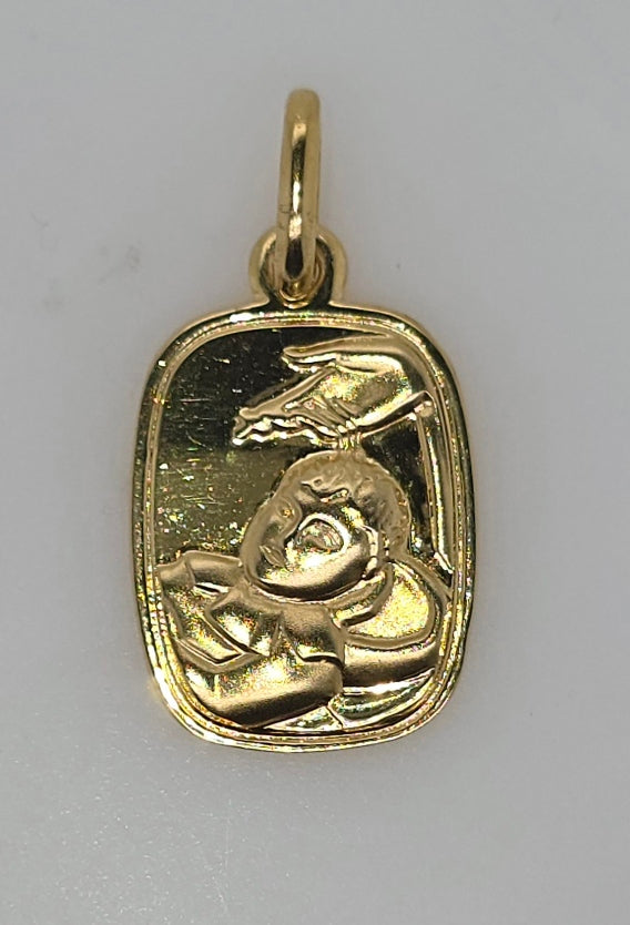 18CT YELLOW GOLD IMPORTED 20MM X 15MM BAPTISM CHARM.