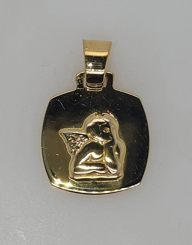18CT YELLOW GOLD IMPORTED 16MM ANGEL PENDANT 2.4GRAMS.