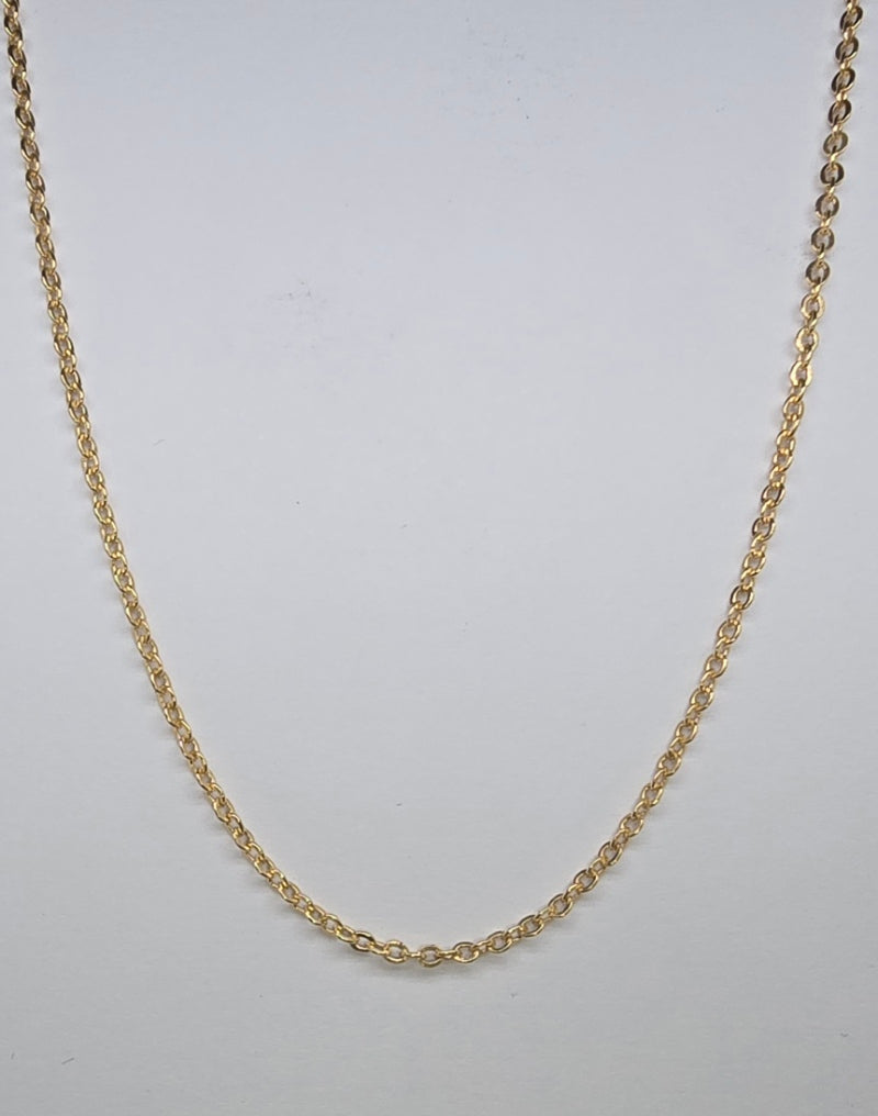 9CT YELLOW GOLD ITALIAN 50CM X 1.3MM WIDE SOILD OVAL LINK CHAIN 2.04GRAMS