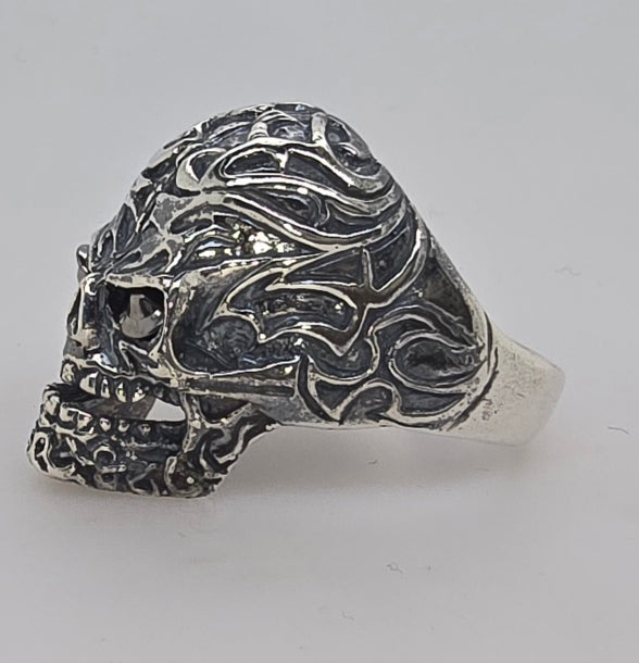 STERLING SILVER 30MM SKULL RING 21.5GRAMS FINGER SIZE W