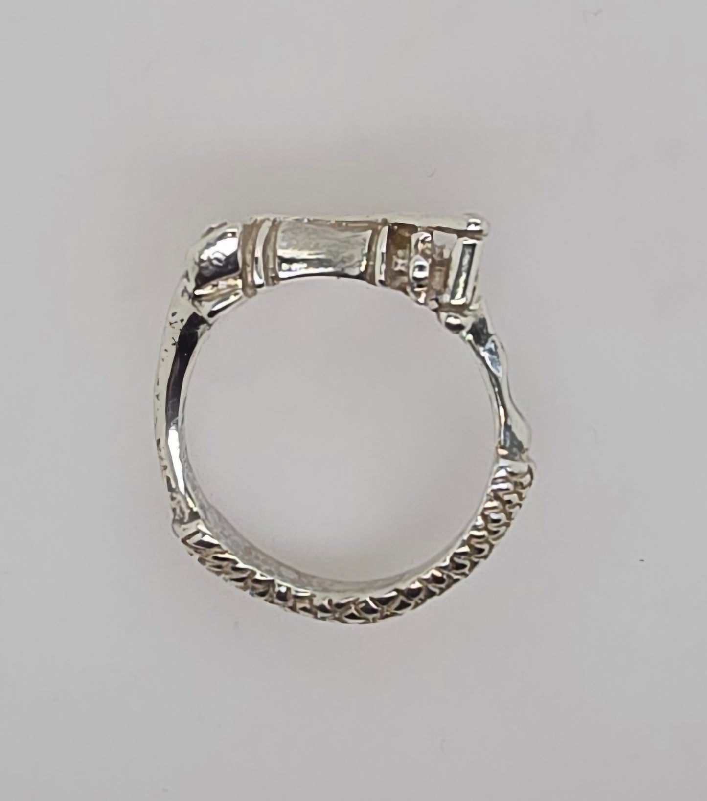 STERLING SILVER SOLID 18MM X 14MM TATTOO GUN RING.