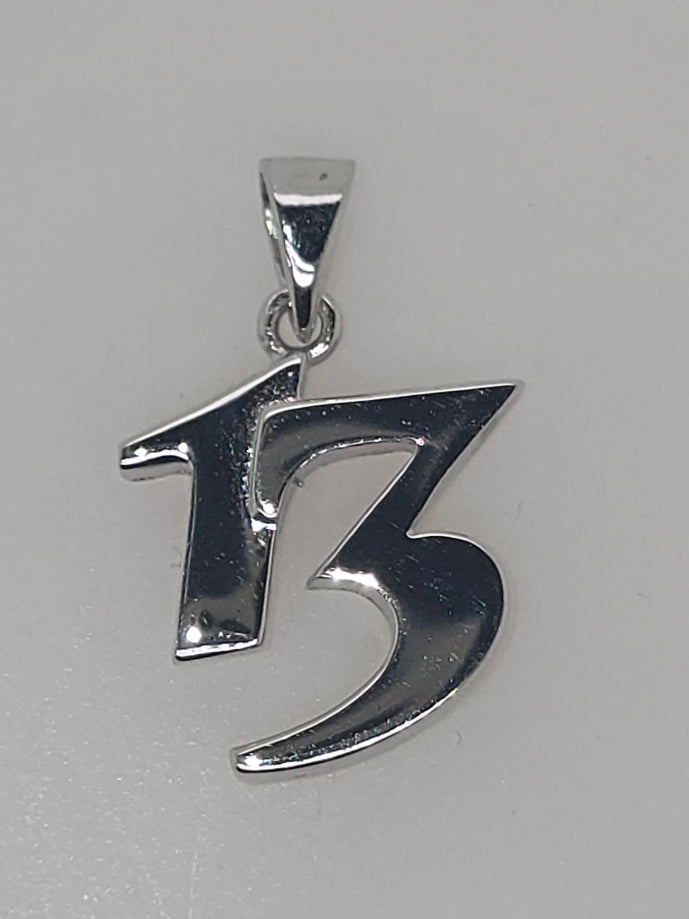 STERLING SILVER 14MM NUMBER 13 PENDANT