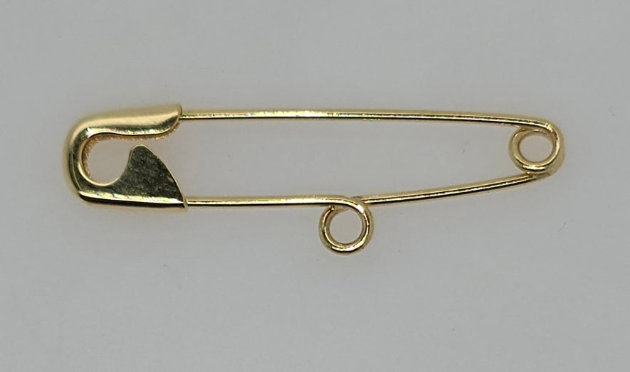 9CT YELLOW GOLD SOLID IMPORTED 31MM PIN WITH LOOP.