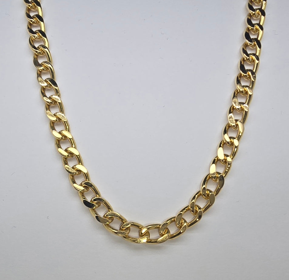 18CT YELLOW GOLD SOLID HANDMADE 57CM X 4.6MM CURB CHAIN 39.6GRAMS.