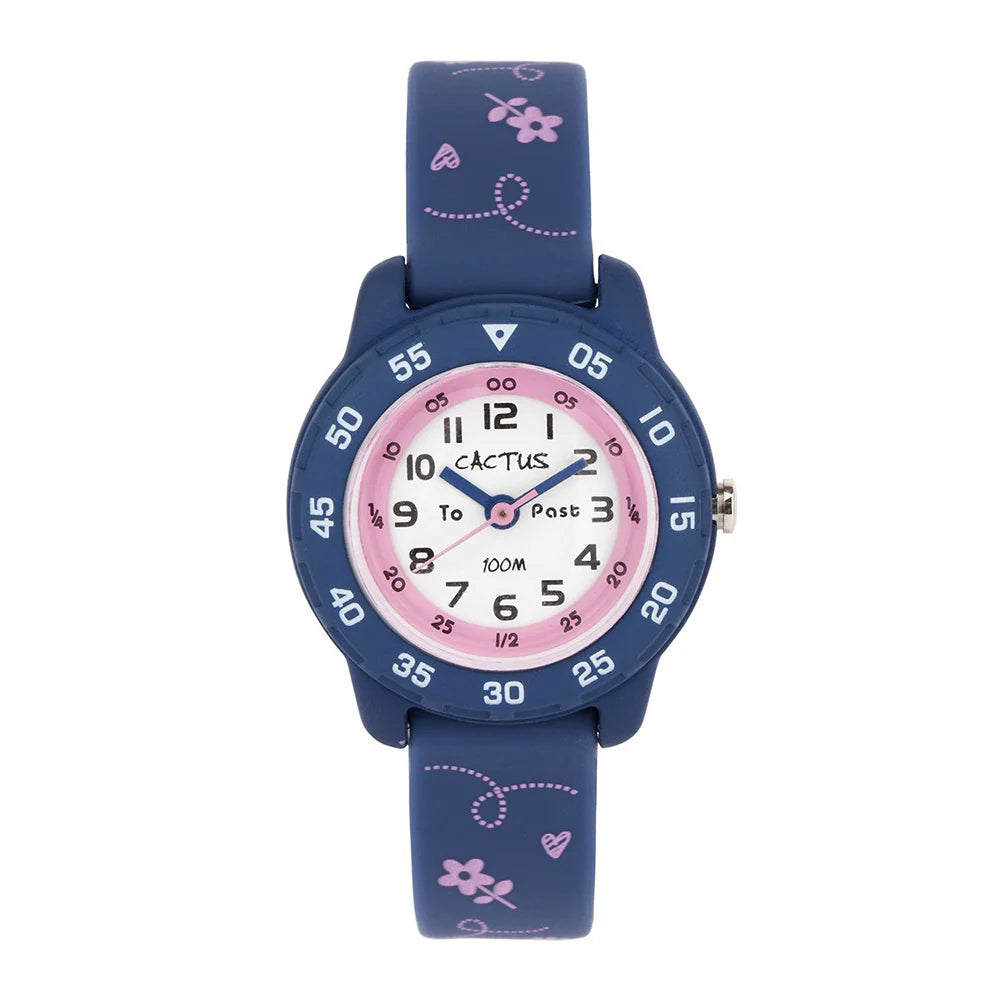 CACTUS TIME TEACHER WATCH 27MM BLUE AND PINK CASE WITH SILICON BAND.