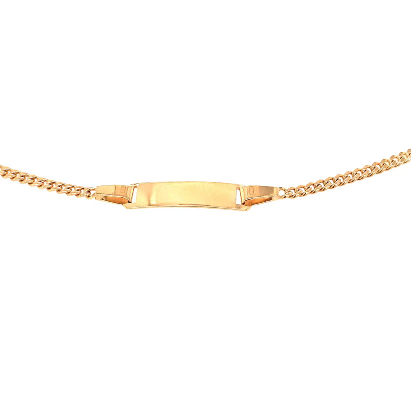 9CT YELLOW GOLD ITALIAN SOLID CURB ID BRACELET 19CM X 2.1MM WIDE 2.35GRAMS