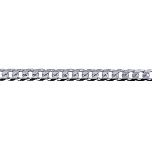 STERLING SILVER 21CM X 5.1MM WIDE SOLID CURB DIAMOND CUT BRACELET.