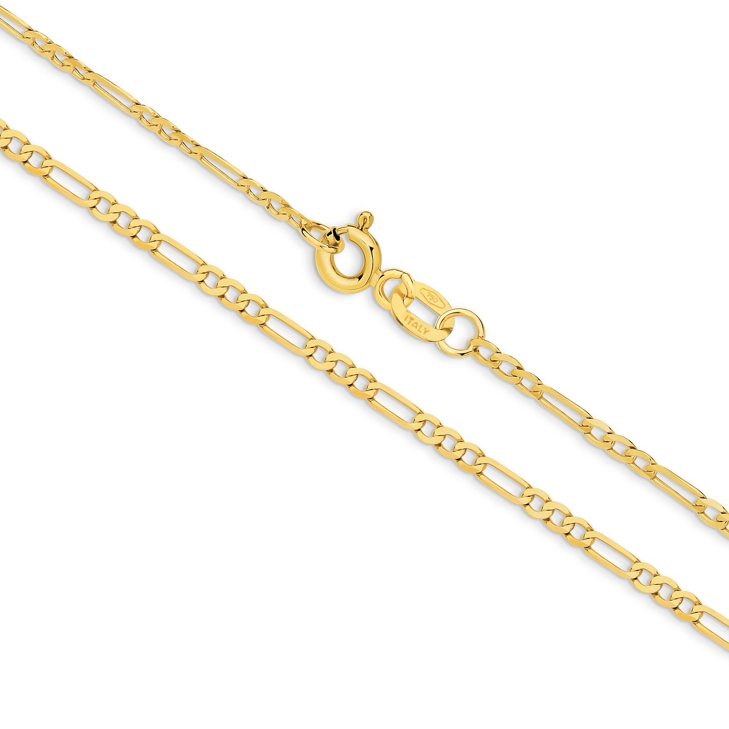 18CT YELLOW GOLD ITALIAN SOLID 40CM X 1.92MM 3 X 1 FIGARO CHAIN.