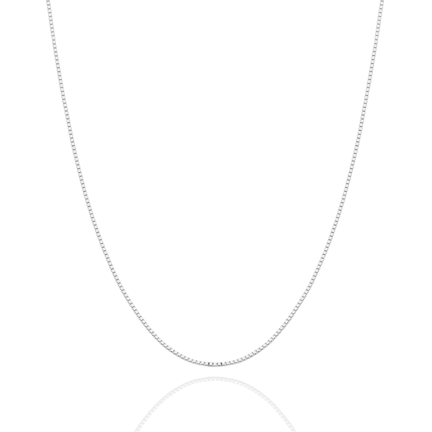 18CT WHITE GOLD ITALIAN 45CM X 0.80MM BOX CHAIN 2.6GRAMS.