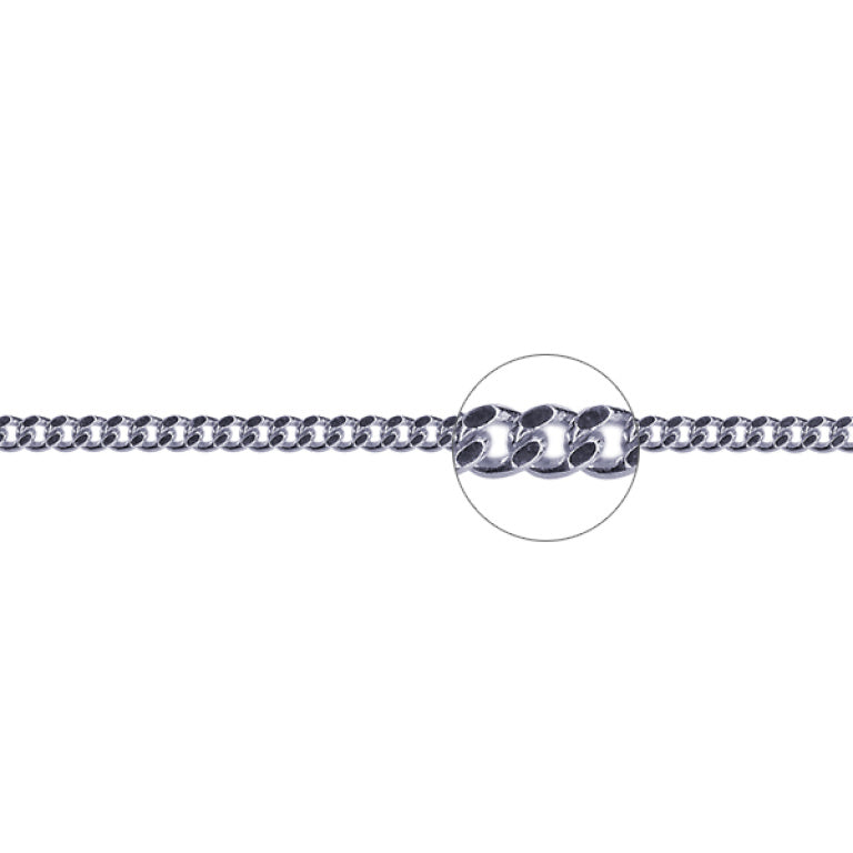 STERLING SILVER 55CM SOLID DIAMOND CUT CURB CHAIN.