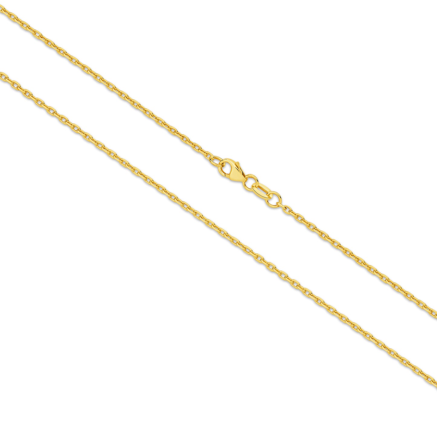 9CT YELLOW GOLD ITALIAN SOILD 45 X 1.5MM DIAMOND CUT OVAL CABLE CHAIN.