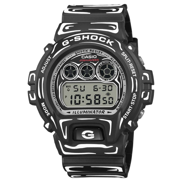 G-SHOCK DIGITAL JOSHUA VIDE BLACK AND WHITE RESIN BAND. DW6900JV-1D