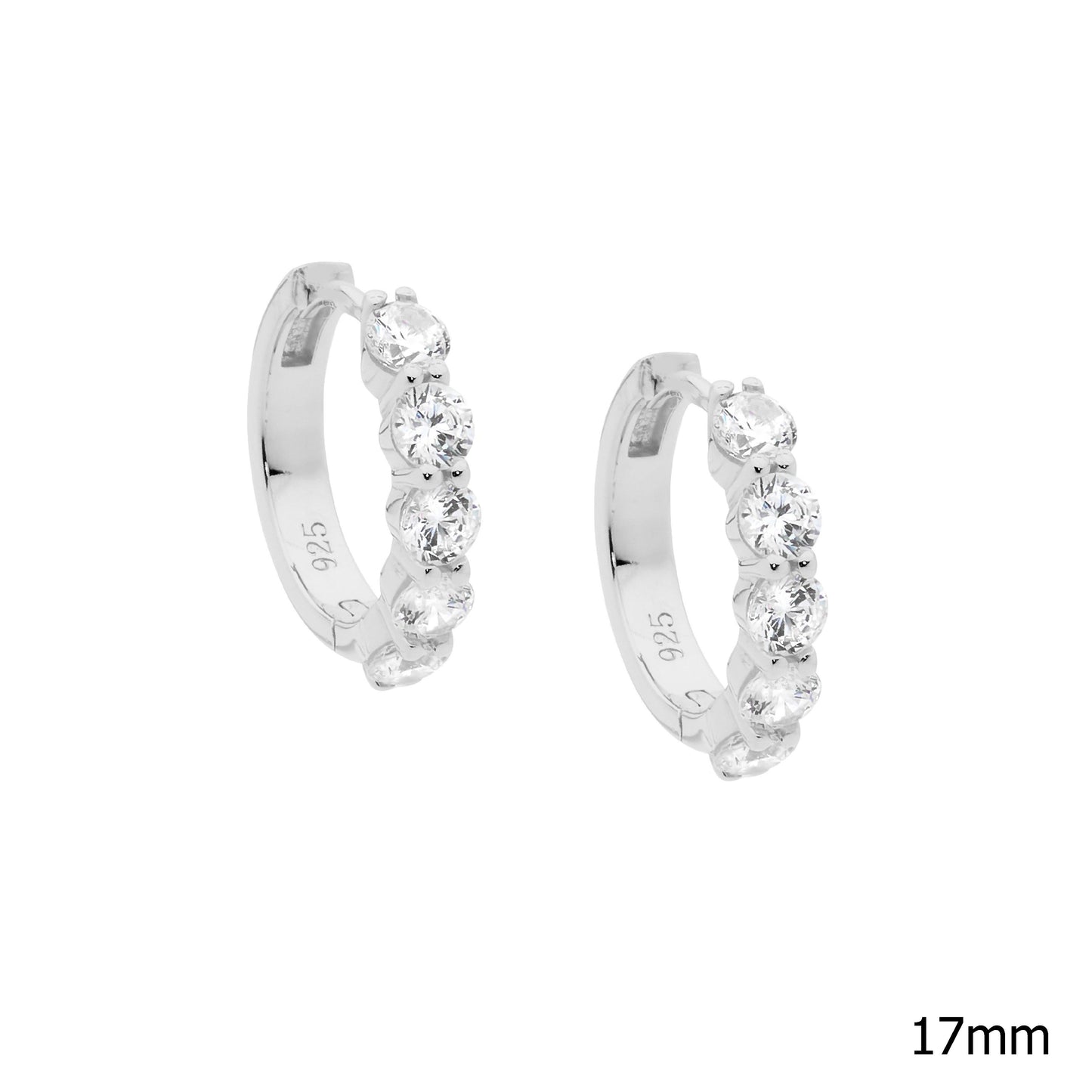 ELLANI STERLING SILVER RHODIUM PLATED HUGGIE EARRINGS. E540S