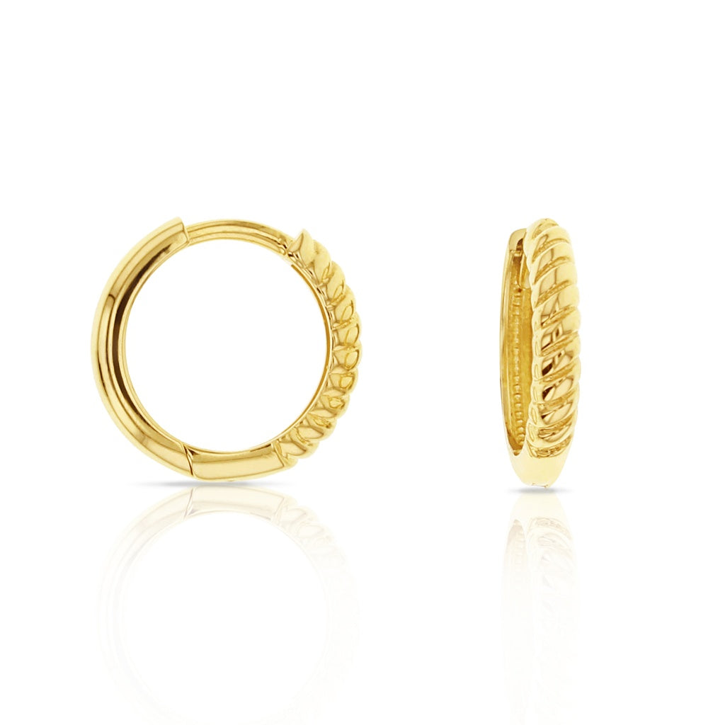 9CT YELLOW GOLD ROPE LOOK HUGGIE EARRINGS