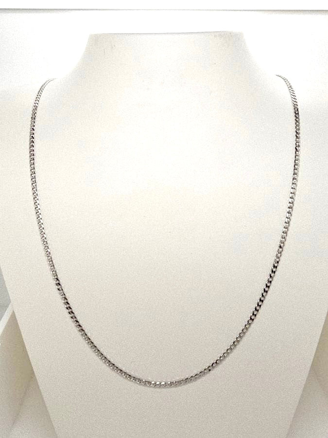 18CT WHITE GOLD IMPORTED 55CM CURB CHAIN