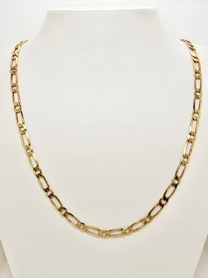 18CT YELLOW GOLD ITALIAN IMPORTED SOLID 45CM X1 FIGARO CHAIN