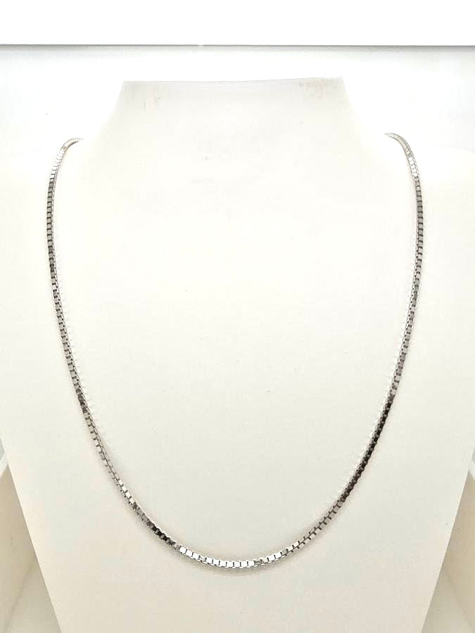 18CT WHITE GOLD ITALIAN IMPORTED 50CM BOX CHAIN