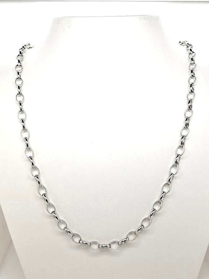 18CT WHITE GOLD IMPORTED 50CM BELCHER CHAIN