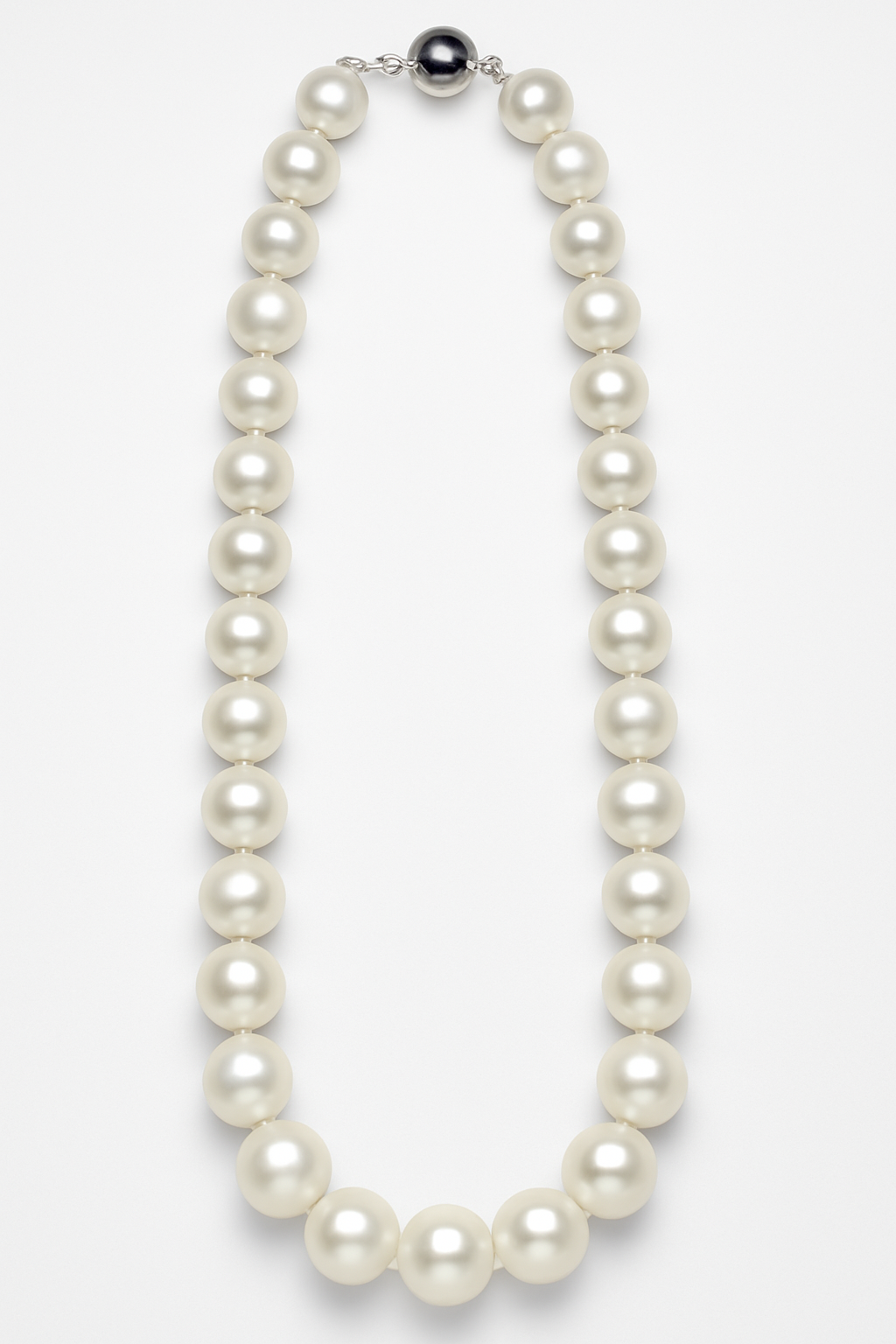 STERLING SILVER 12MM FRESHWATER PEARL 45CM STRAND.