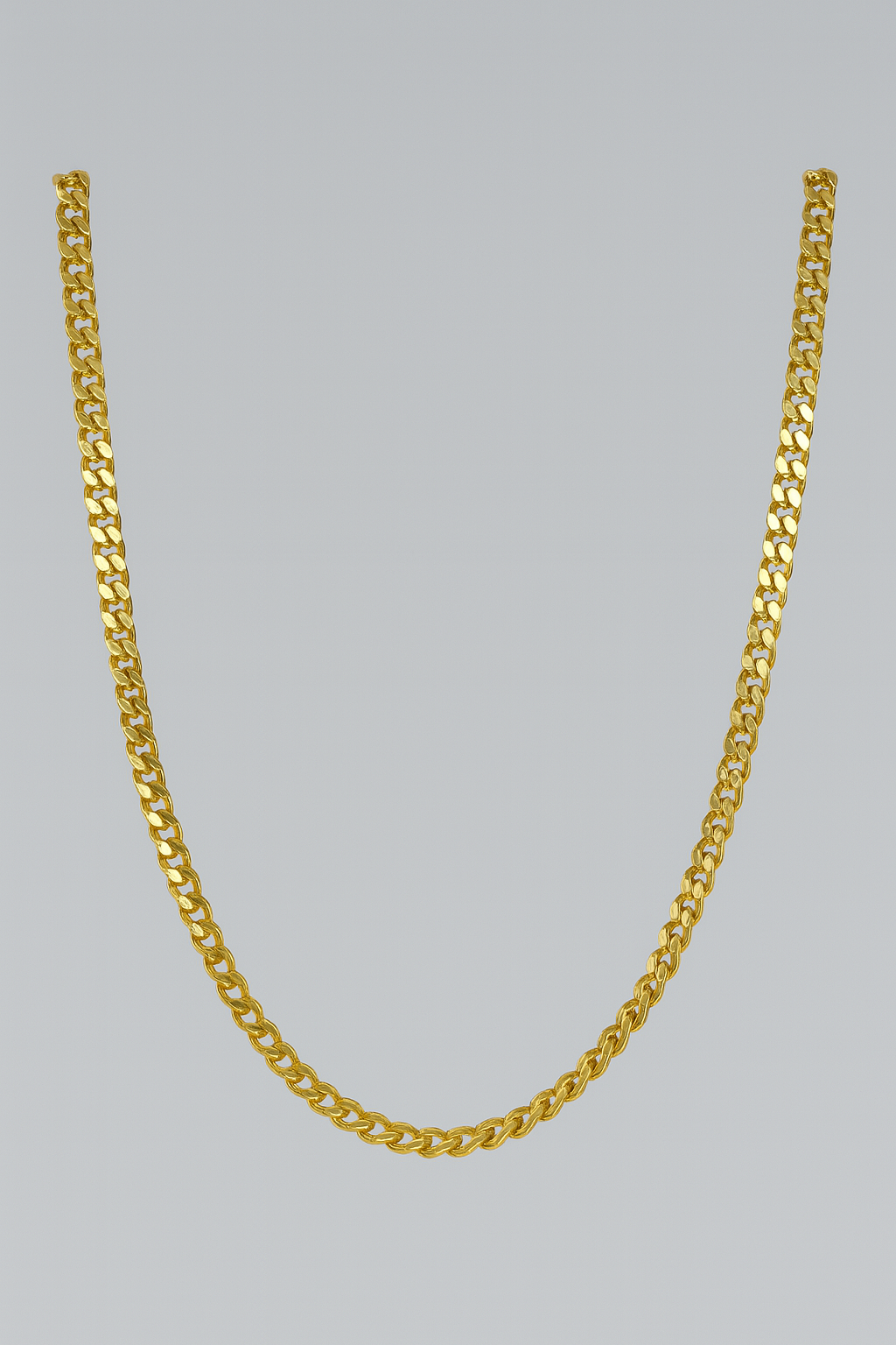 9CT YELLOW GOLD 50CM DIAMOND CUT SOLID CURB CHAIN 10.28GRAMS