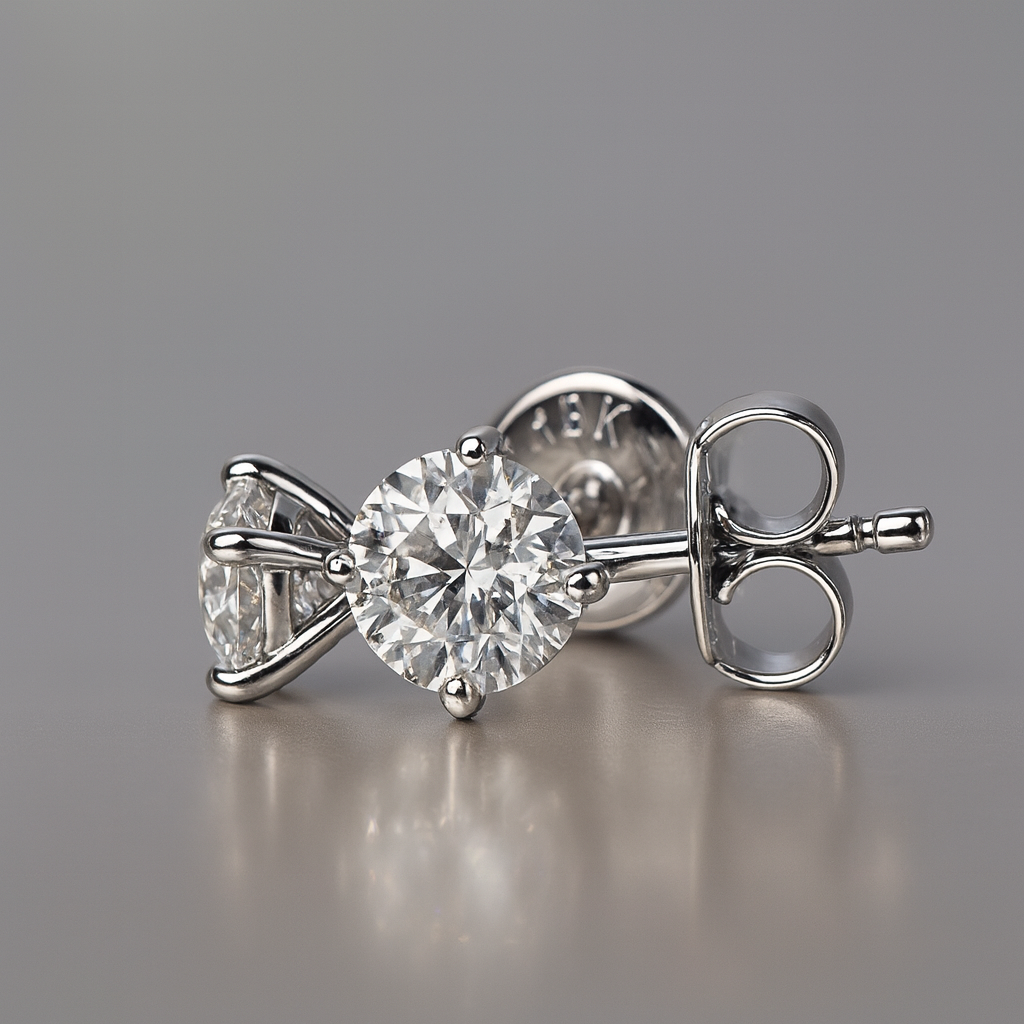 10CT WHITE GOLD 4 CLAW SET LAB GROWN DIAMOND STUD EARRINGS.