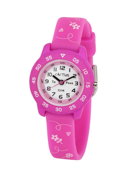 CACTUS TIME TEACHER JUNIOR WATCH 27MM PINK CASE WITH SILICON BAND.