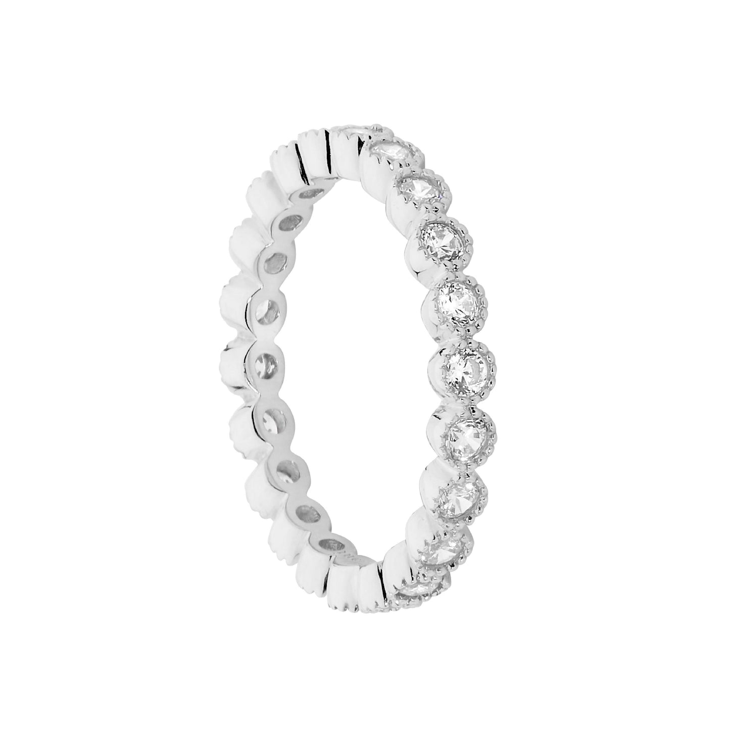 ELLANI STERLING SILVER CUBIC ZIRCONIA ETERNITY RING.