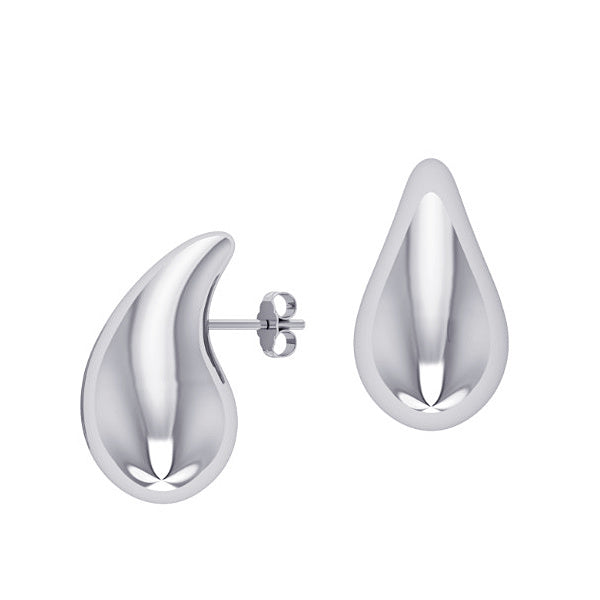 STERLING SILVER 24 X 14MM DROPLET STUD EARRINGS